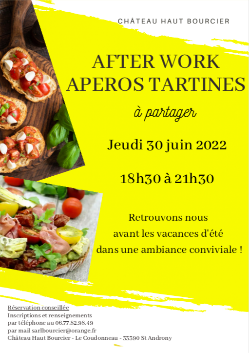 After work Apéro Tartines au Château Haut Bourcier 800x600