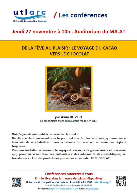 Conférence : De la fève au plaisir : le voyage du cacao vers le chocolat