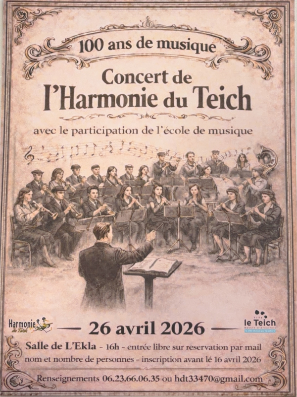Concert de l&rsquo;Harmonie du Teich.100 ans de musique.