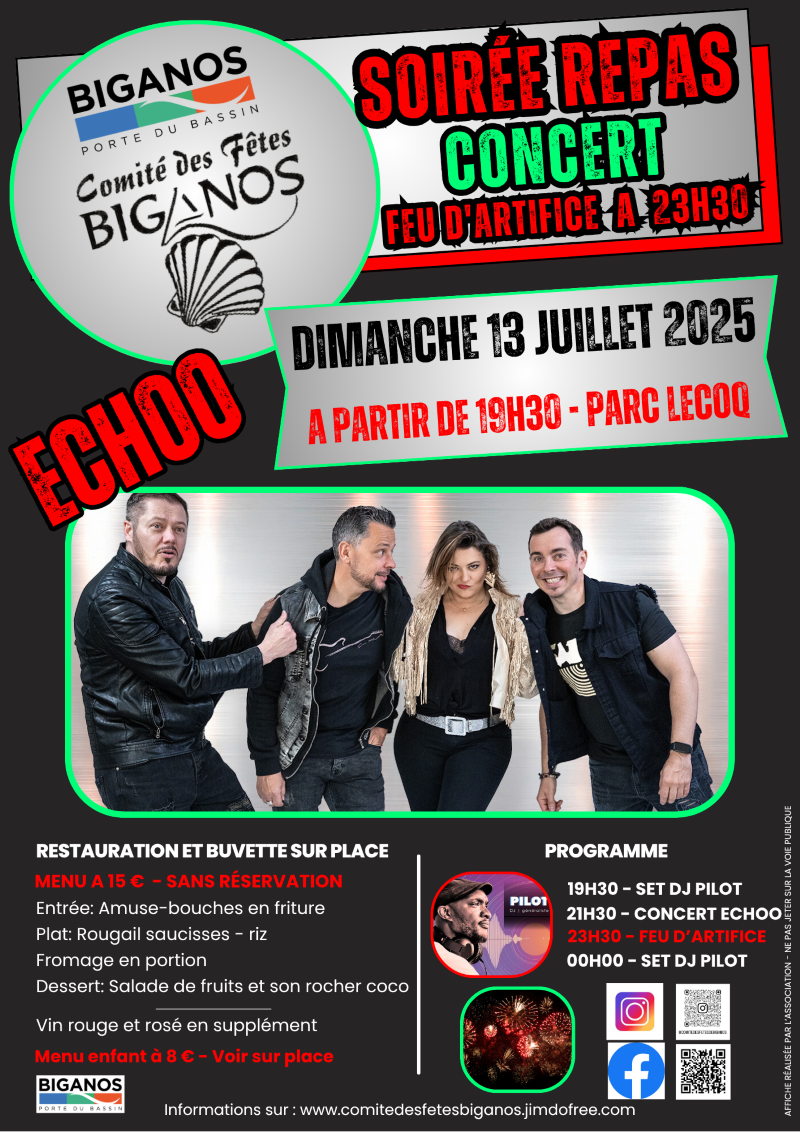 Soirée repas concert au Parc Lecoq et feu d’artifice